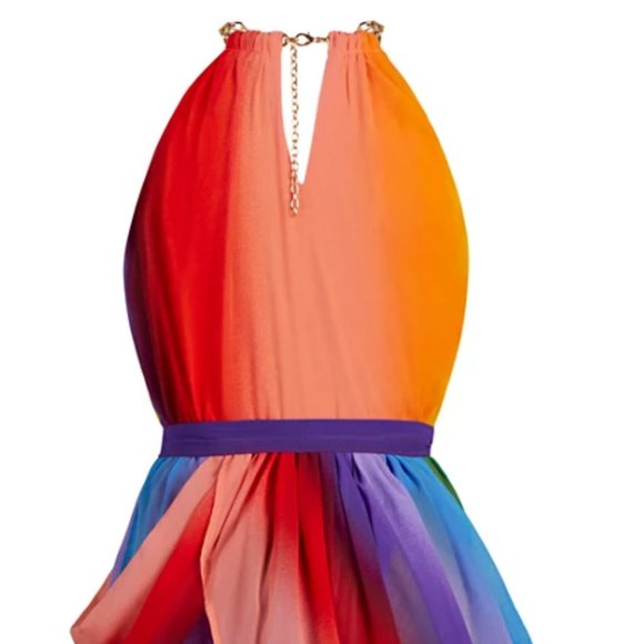 NWT RAINBOW DRAPED DRESS - Pride - Tulip Skirt - M - Picture 5 of 8